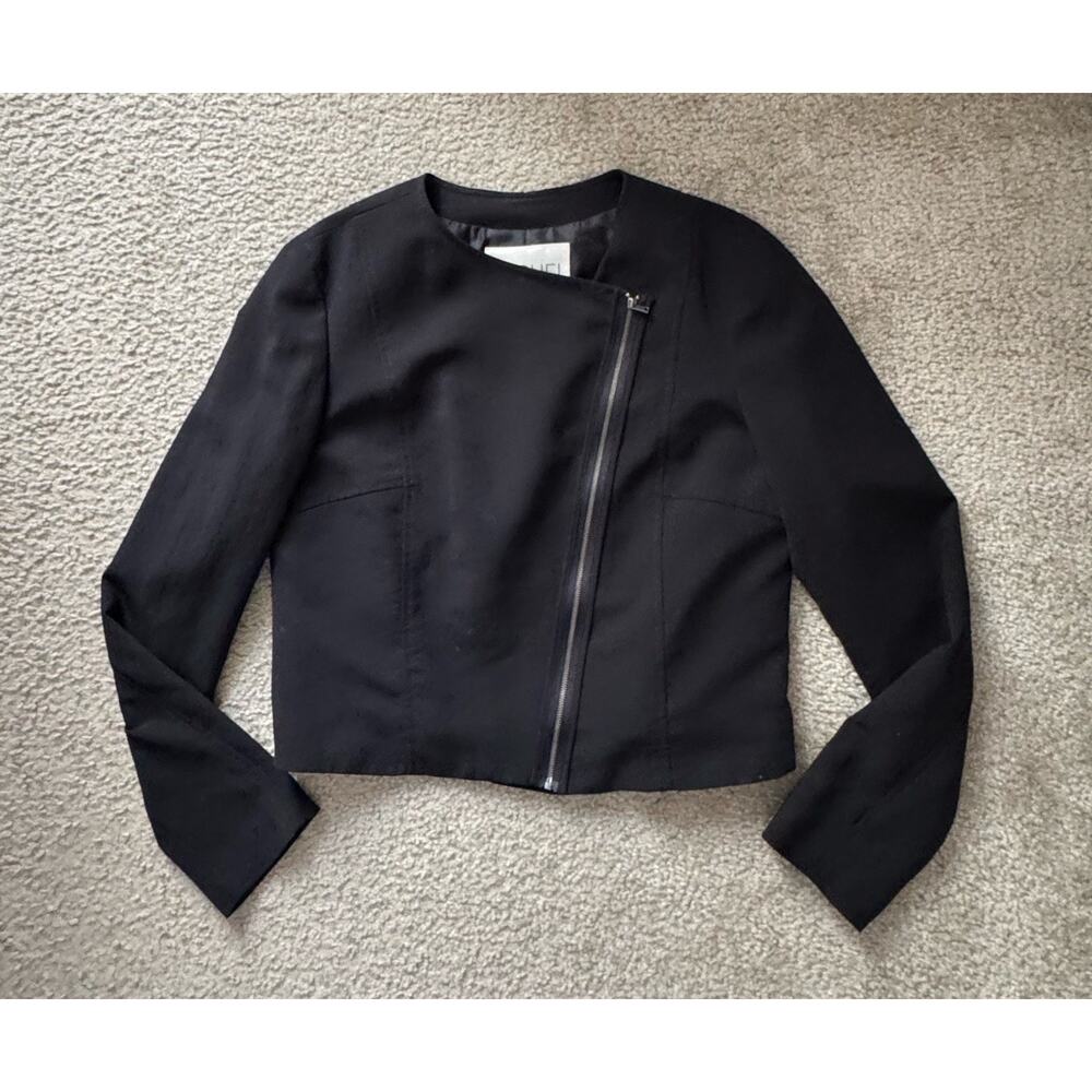 Rachel Roy Lightweight Cropped Black Zip Up Jacket in Black Women Size Size 12